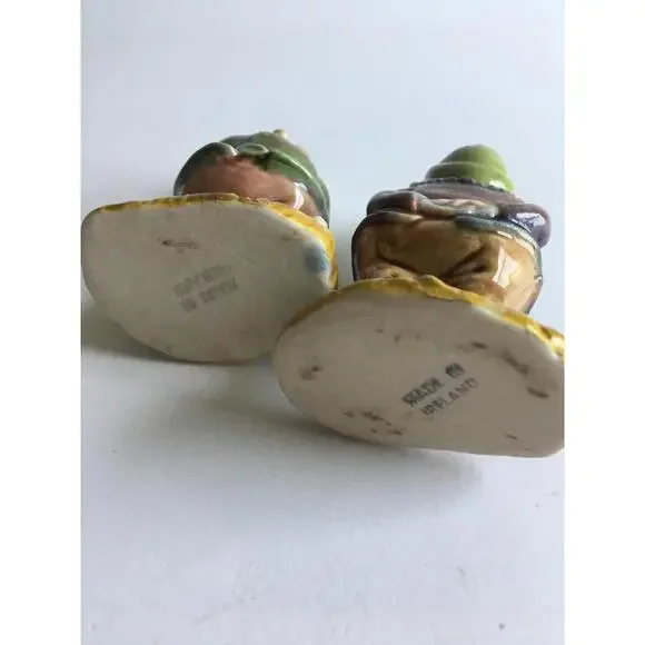 Pair of 1970s Vintage Gnome Figurines - Green and Purple Shirts